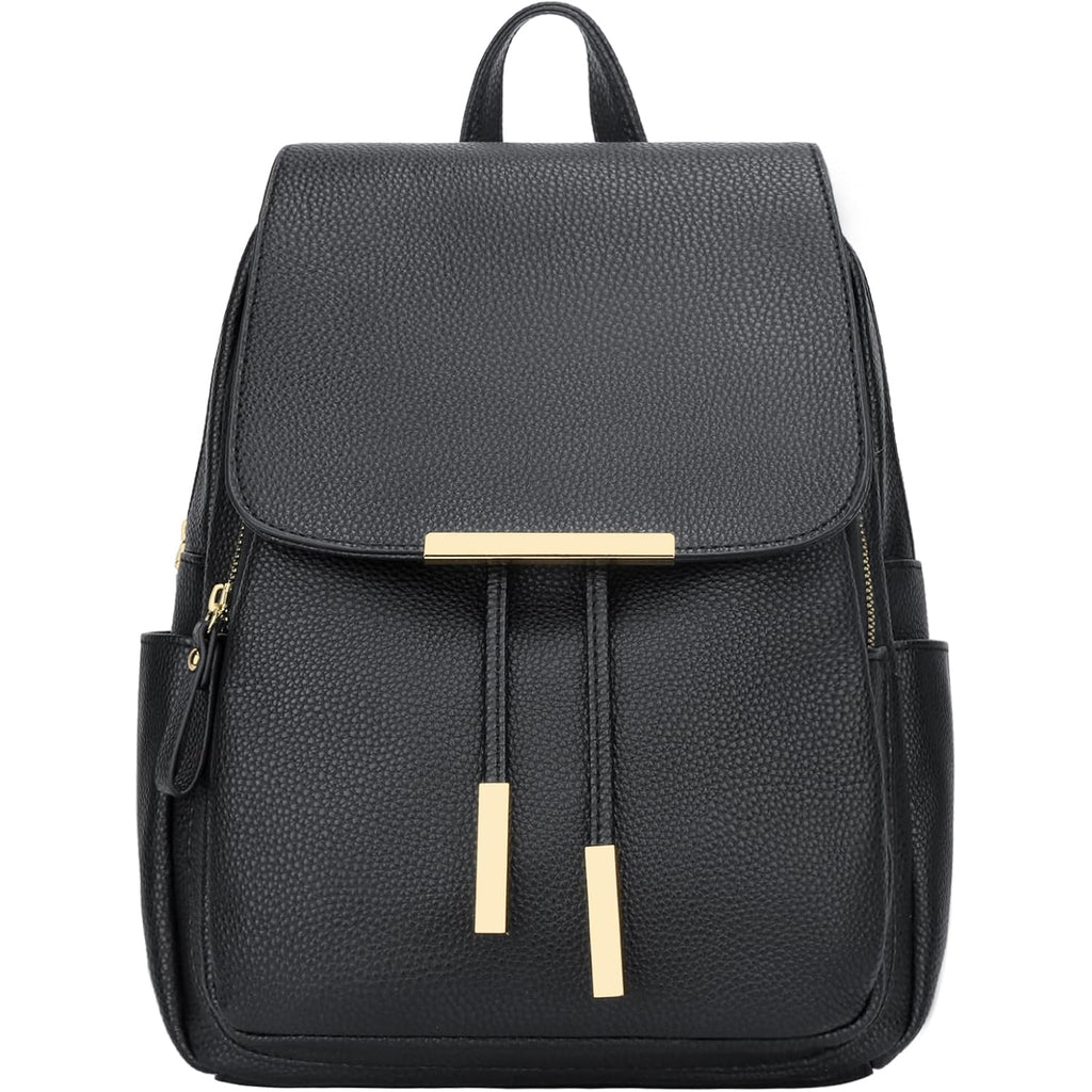 KKXIU Trendy Leather Backpack Purse for Women and Ladies Shoulder Travel Daypacks Bags (A-Black)