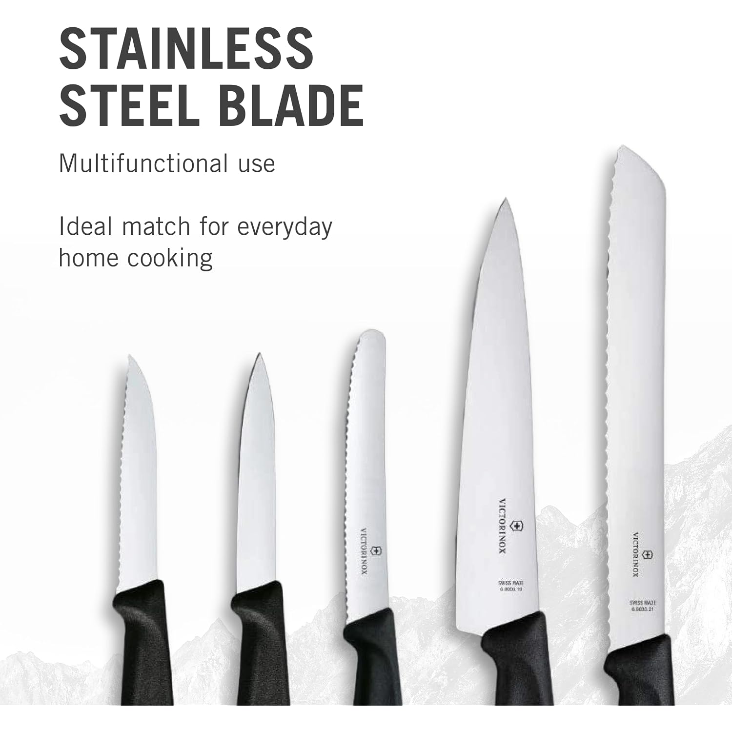 Victorinox Swiss Classic Kitchen Set, 5 Pieces - Utility & Bread Knives | Durable Ergonomic Set With Paring, Carving, And Bread Knives. Made In Switzerland, Dishwasher Safe, And Black Handles.