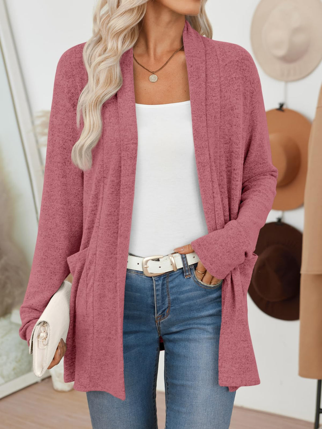 LILLUSORY Cardigan for Women Lightweight Cardigans Fall Fashion Outfits | Open Front Long Cardigan with Pockets, Business Casual Travel Outfits
