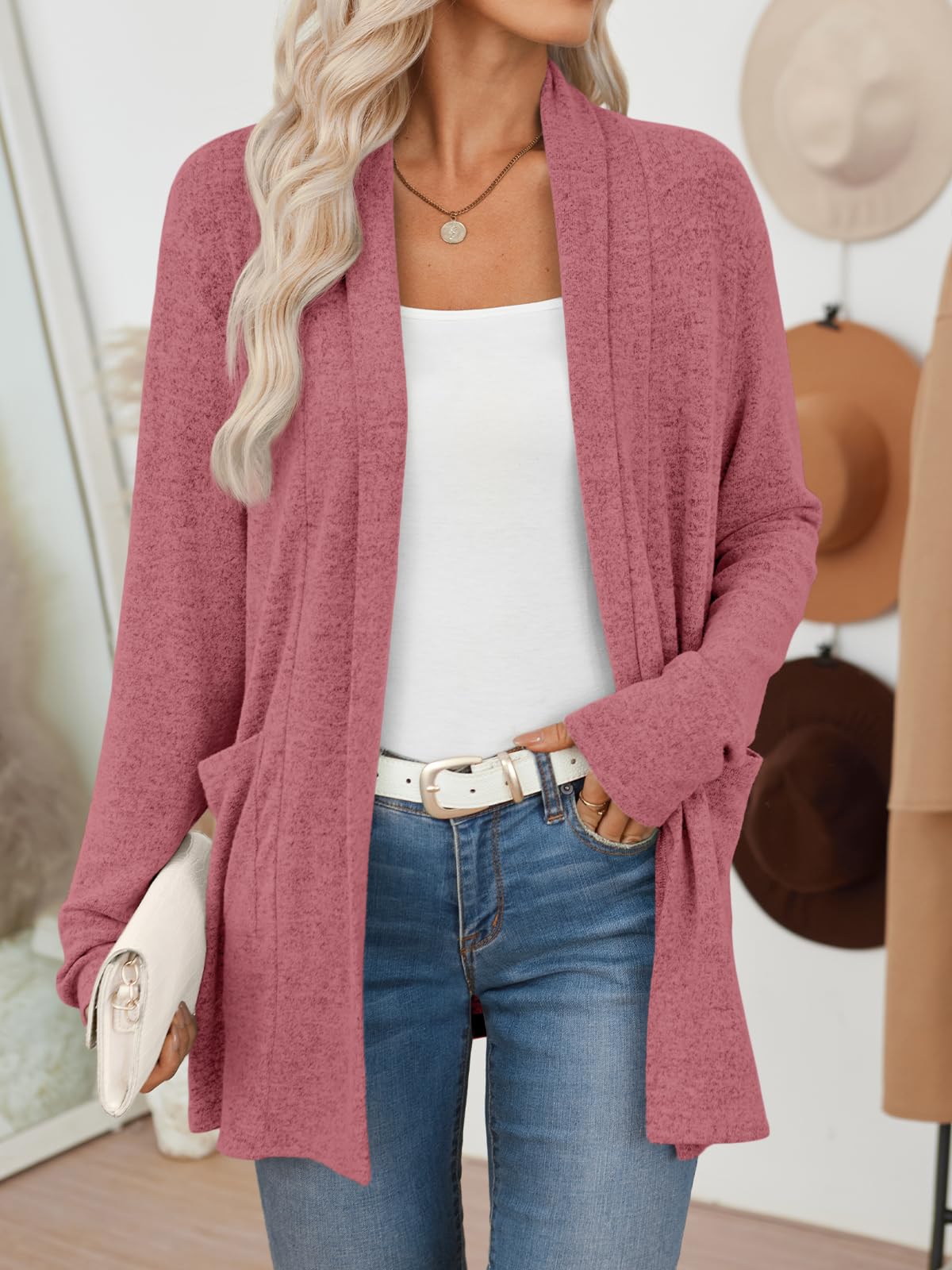 LILLUSORY Cardigan for Women Lightweight Cardigans Fall Fashion Outfits | Open Front Long Cardigan with Pockets, Business Casual Travel Outfits