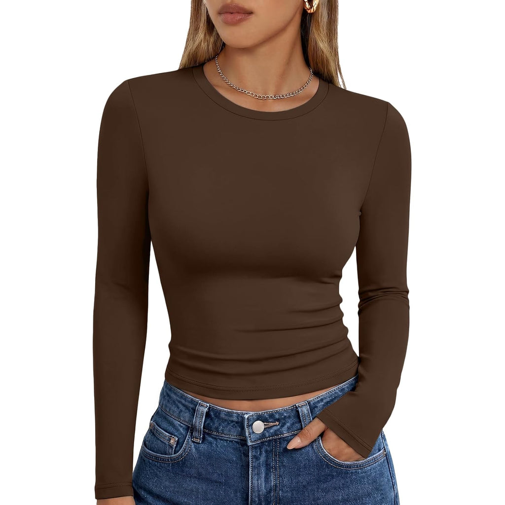 Trendy Queen Women'S Long Sleeve T Shirts Fall Fashion 2026 Basic Y2K Tops