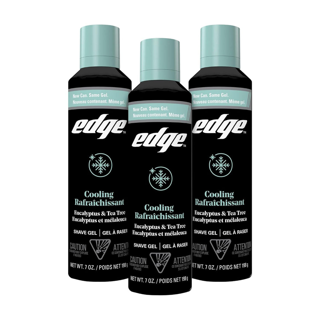 Edge Shave Gel for Men, Cooling Eucalyptus & Tea Tree, 7oz (3 Pack) - Shaving Gel For Men That Moisturizes, Protects and Soothes To Help Reduce Skin Irritation (Packaging May Vary)