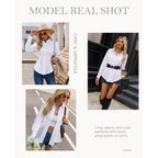 Siliteelon Button Down Shirts For Women Cinched Waist Dress Shirt Long Sleeve Cotton Blouse Business Casual Fitted Blouse Top