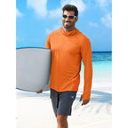 Pinspark Men'S Sun Protection Hoodie With Mask Upf 50+ Uv Long Sleeve Shirt Men Rash Guard Performance Fishing Hiking Shirt