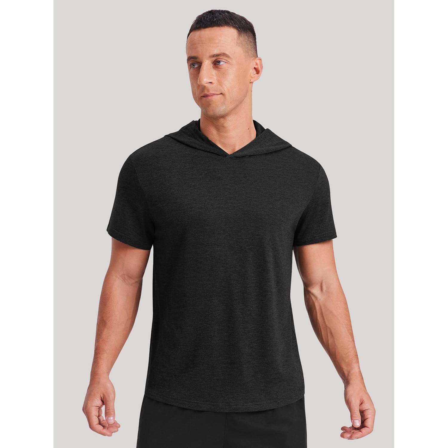 Pinspark Men'S Short Sleeve Hoodie Gym Shirts - Lightweight Quick-Dry Athletic Pullover Hooded Tee For Workout Fitness