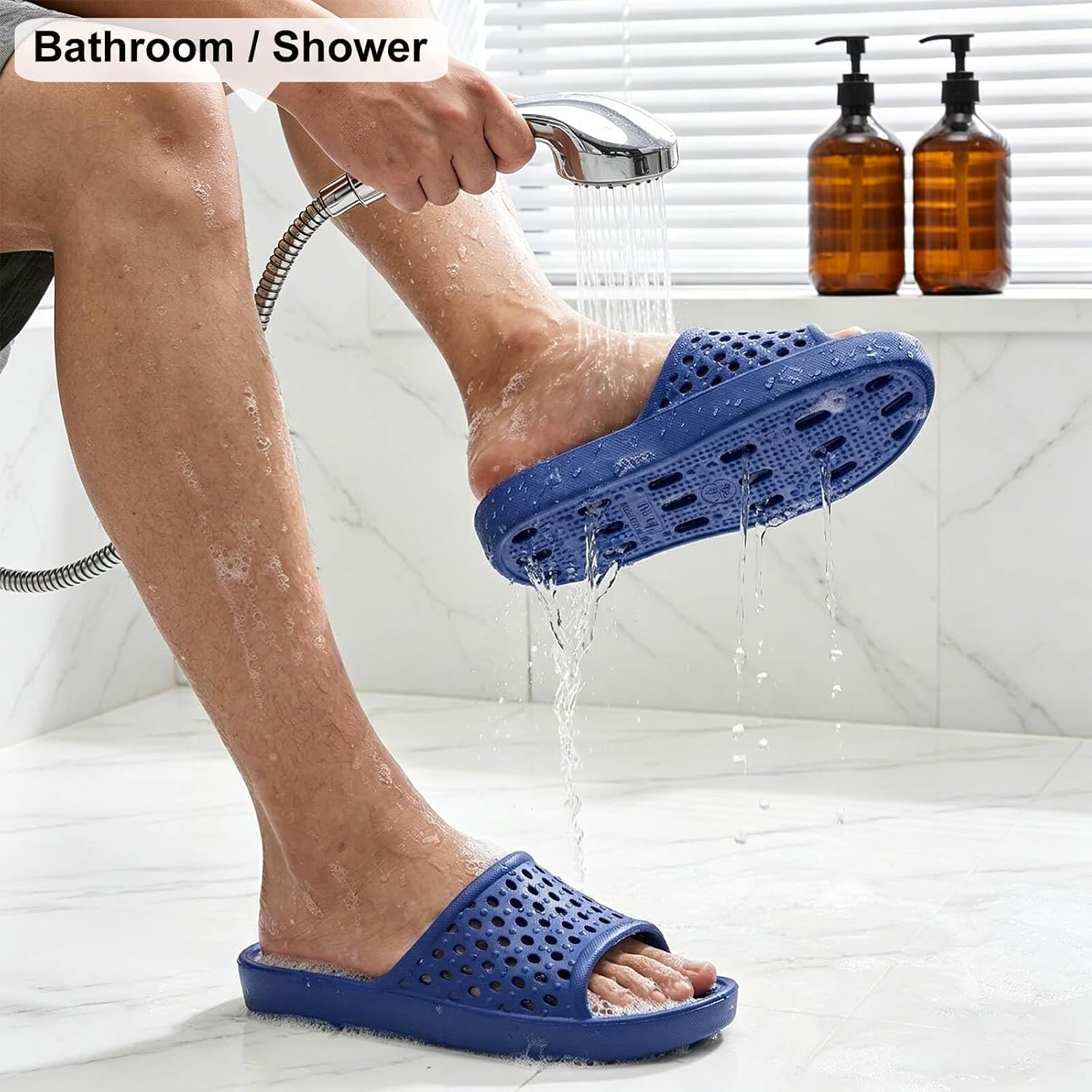 Shower Shoes Men Quick Drying Women Shower Sandals Non-Slip Comfortable House Slippers Bathroom Hotel Flip Flops Slides With Students Gym