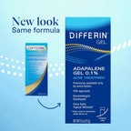Differin Acne Treatment Gel, 30 Day Supply, Retinoid Treatment For Face With 0.1% Adapalene, Gentle Skin Care For Acne Prone Sensitive Skin, 15G Tube (Packaging May Vary)