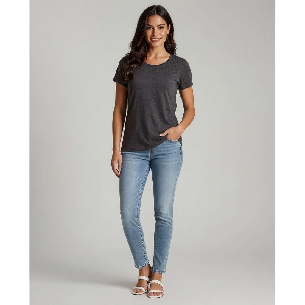 4 Pack: Women's Cotton Short Sleeve T-Shirt - Casual Scoop Crew Neck Tops Tee (Available in Plus Size)