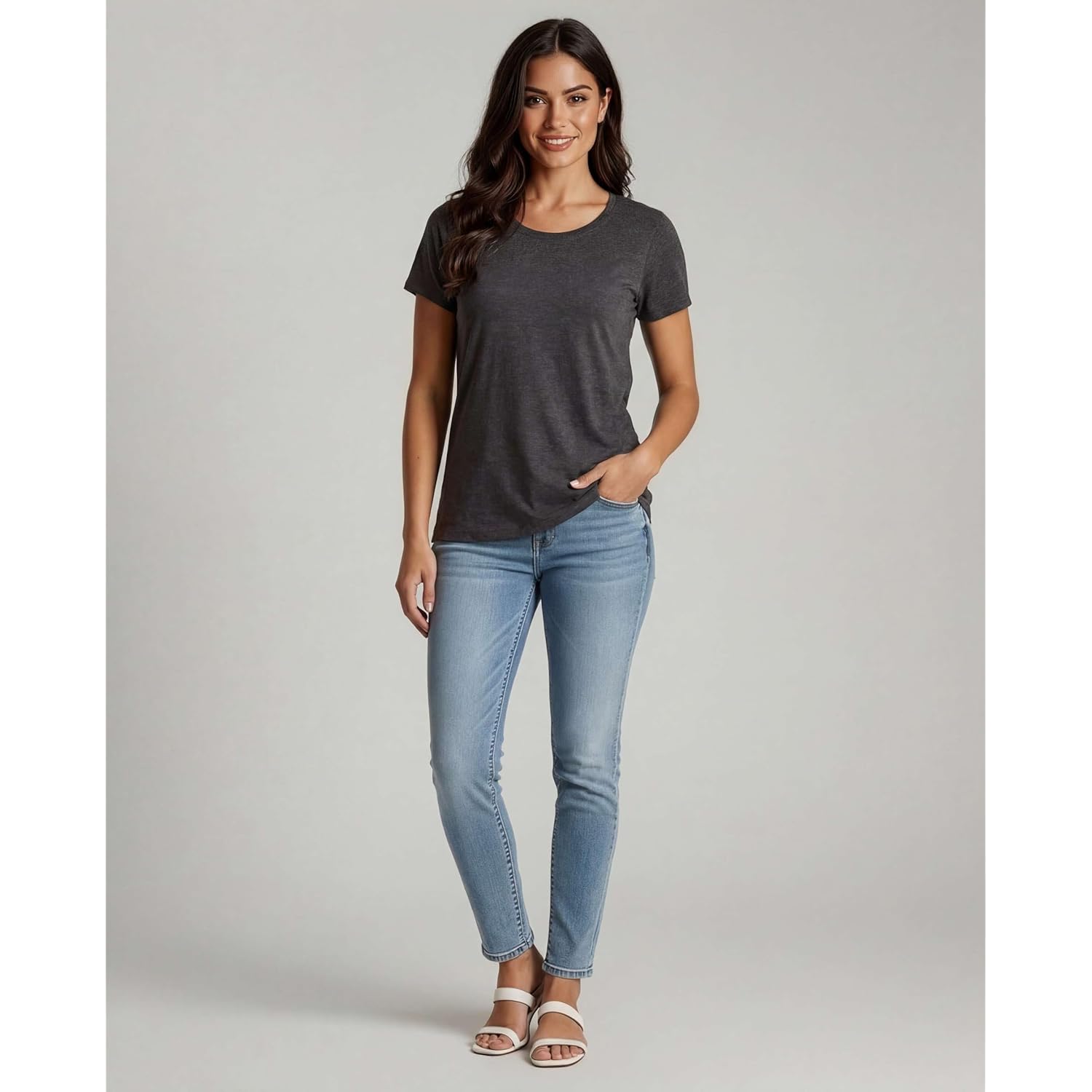 4 Pack: Women's Cotton Short Sleeve T-Shirt - Casual Scoop Crew Neck Tops Tee (Available in Plus Size)