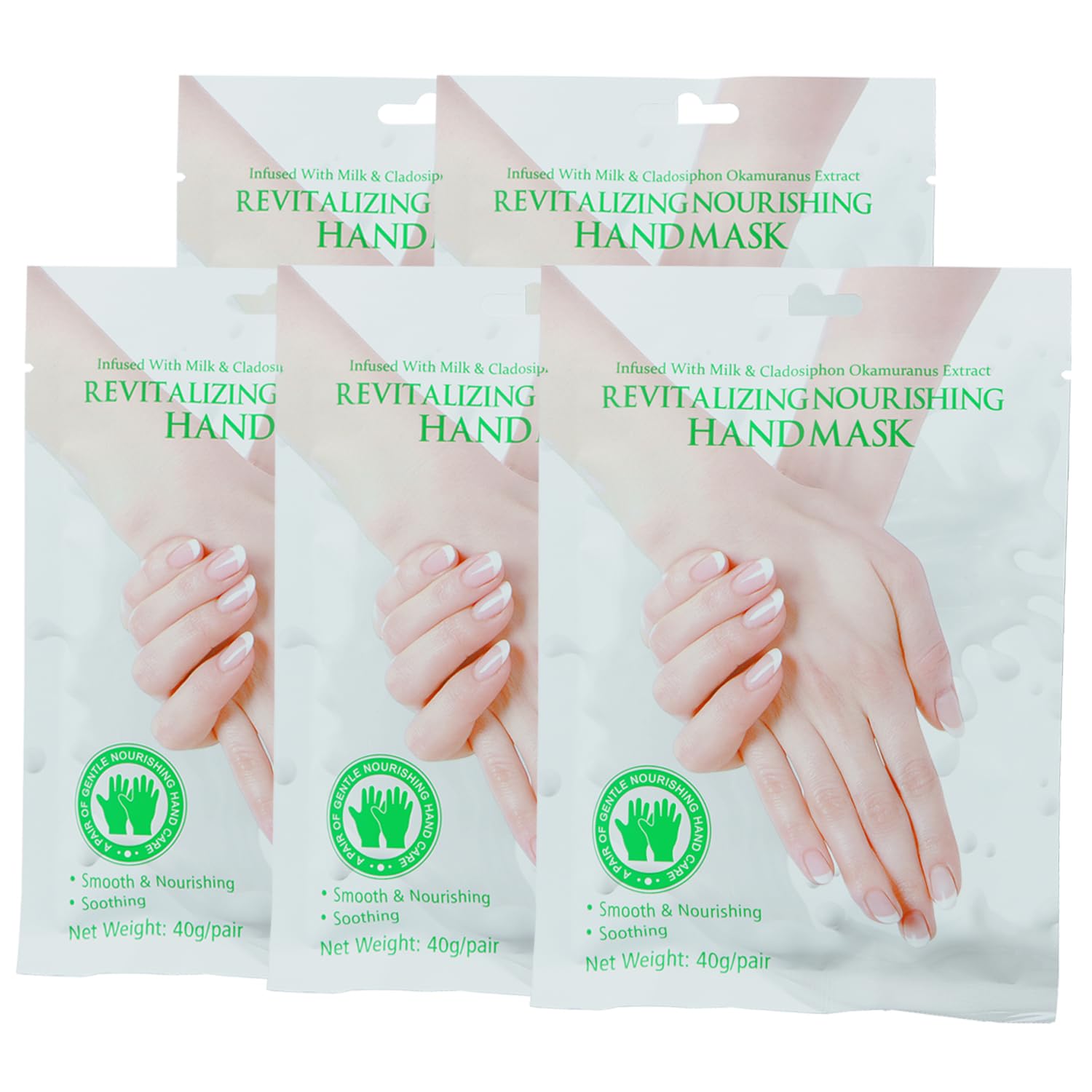 Moisturizing Hand Mask 5 Pairs Hydrating and Nourishing Hand Masks for Dry Cracked Hands for Soft Silky Smooth Hands Spa Treatment for Women and Men, 40g/Pair