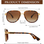 RAYSOL Retro Oversized Aviator Sunglasses for Women Men Metal Double Bridge Aviators Sun Glasses Leopard Frame/Gradient Lens