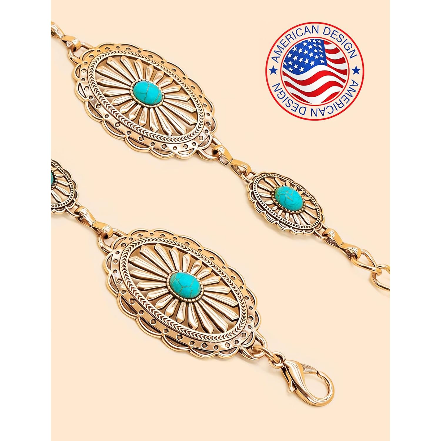 TOPACC Western Metal Concho Belt for Women Cowgirl Chain Belts for Dresses Jeans Country Concert Outfit