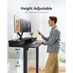 Huanuo 48″ X 24″ Electric Standing Desk With 2 Drawers, C-Clamp Mount Compatible, Height Adjustable Computer Desk, Home Office Stand Up Desk With 4 Preset Heights & 2 Hooks, Black