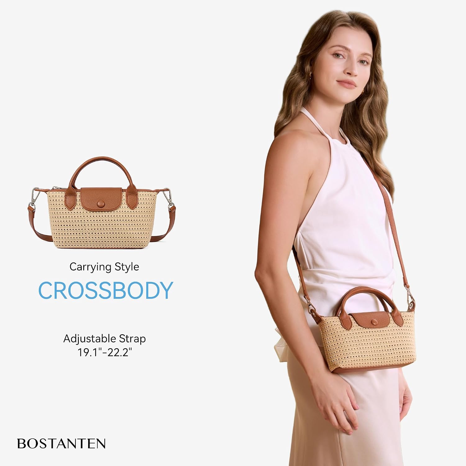 Bostanten Mini Tote For Women Crossbody Bag With Adjustable Strap Top Handle Summer Purse For Everyday Use