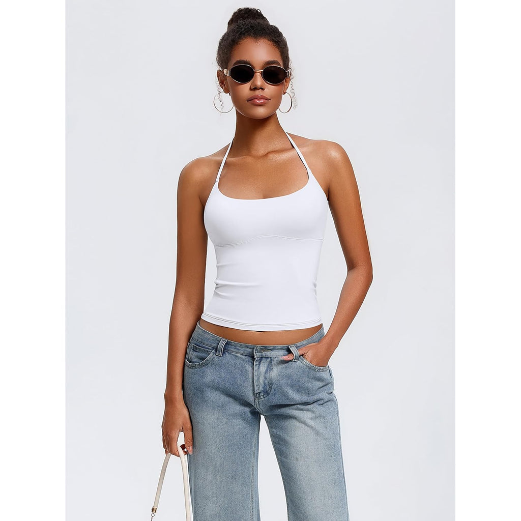 Avidlove Halter Tops For Women Backless Double Lined Tank Top Going Out Y2K Trendy Camisole Crop Tops