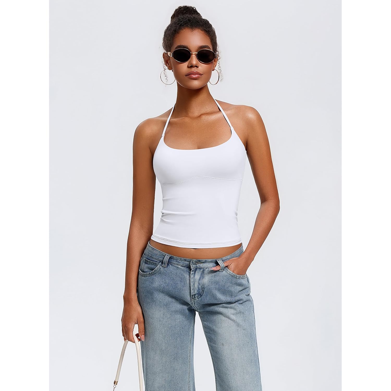 Avidlove Halter Tops For Women Backless Double Lined Tank Top Going Out Y2K Trendy Camisole Crop Tops