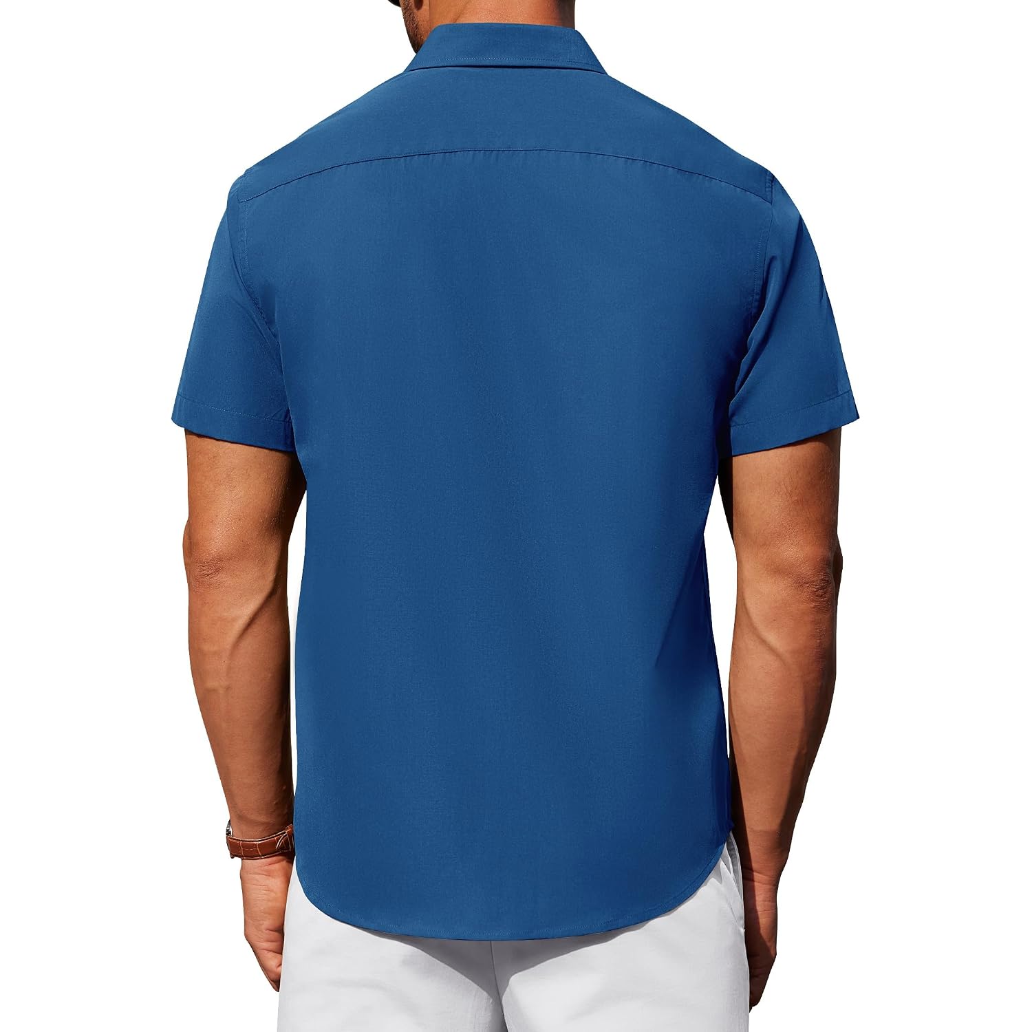 Alimens & Gentle Men'S Short Sleeve Dress Shirts Wrinkle Free Untucked Casual Button Down Shirt