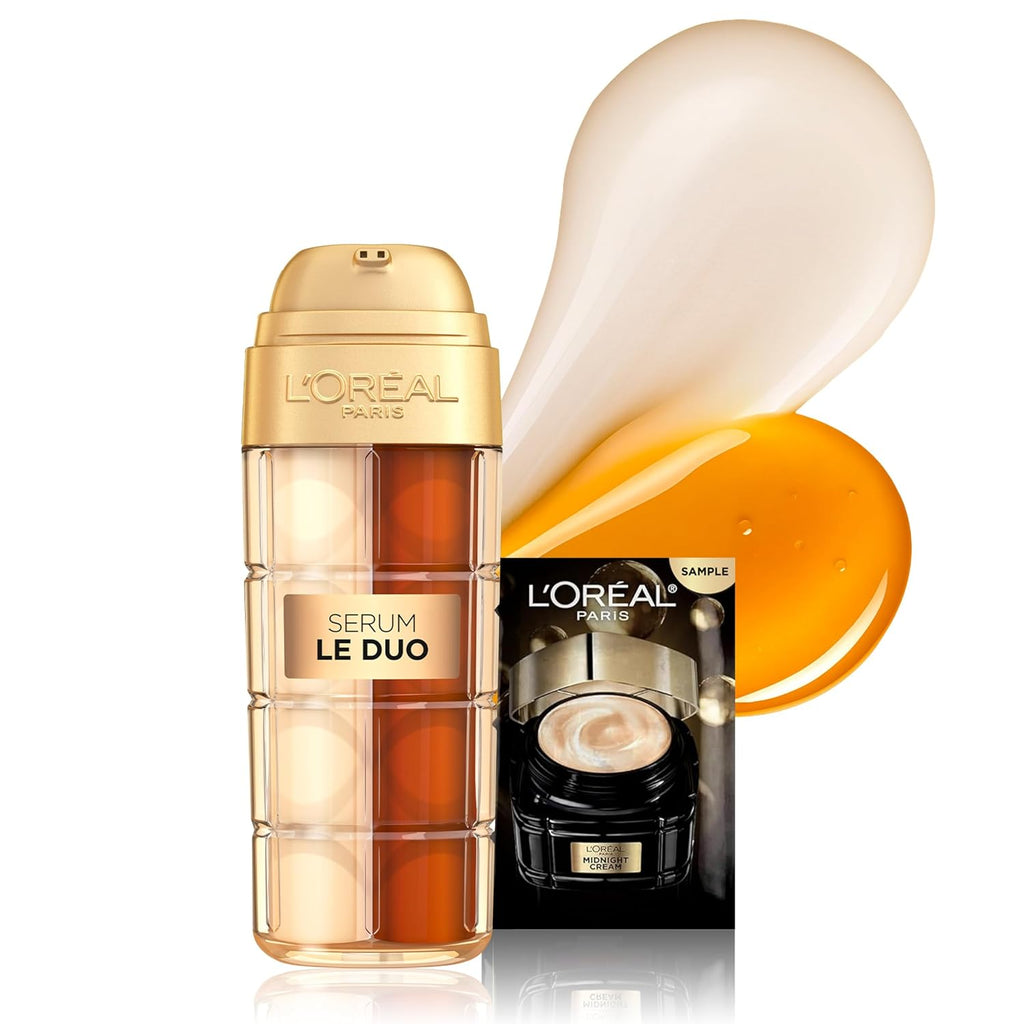 L'Oreal Paris Age Perfect Serum Le Duo, Brightening, Firming And Anti-Aging Serum For Face With Collagen Peptide, Niacinamide, Vitamin C And B3, 1 Fl Oz + Sample