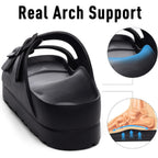 Shevalues Women’S Platform Sandals With Arch Support, Lightweight Cloud Slides With Adjustable Double Buckle, Comfortable Eva Recovery Sandals For Summer Beach