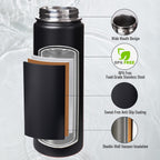 Fijinhom Insulated Water Bottle With Handle, 304 Stainless Steel Water Bottles With Wide Mouth, Double Wall Vacuum Sports Water Bottle, Bpa Free, Keep Cold And Hot, 24 Ounces, Black | With Handle
