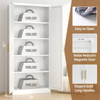 71”Tall Kitchen Pantry Cabinet, Metal Storage Cabinet With Doors And Shelves (White)
