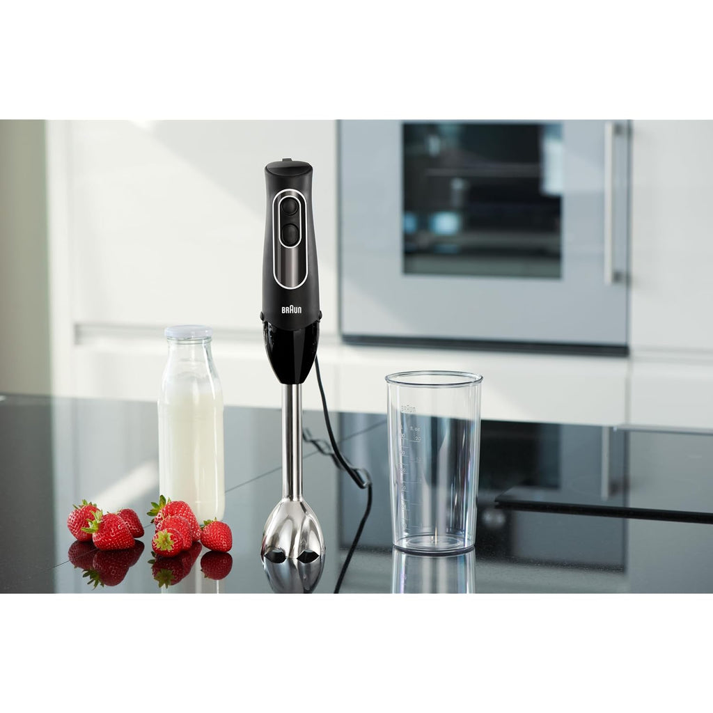 Braun Multiquick 5 Immersion Hand Blender With Dual Speed + Turbo And Patented Technology, 350W - Includes Beaker And Whisk, Black, Mq505