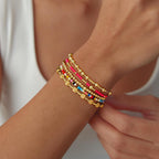 Turandoss Mothers Day Gifts for Mom Daughter - 14K Gold Plated Gold Beaded Bracelets for Women Teen Girls Stackable Turquoise Cross Bead Bracelet Pearl Bracelets Set for Women Mothers Day Gift for Mom