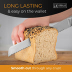 Orblue Serrated Bread Knife with Upgraded Stainless Steel Razor Sharp Wavy Edge - Bread Cutter Ideal for Slicing Homemade Bagels, Cake (8-Inch Blade with 5-Inch Handle)