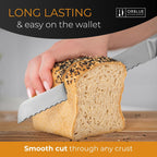 Orblue Serrated Bread Knife With Upgraded Stainless Steel Razor Sharp Wavy Edge - Bread Cutter Ideal For Slicing Homemade Bagels, Cake (8-Inch Blade With 5-Inch Handle)