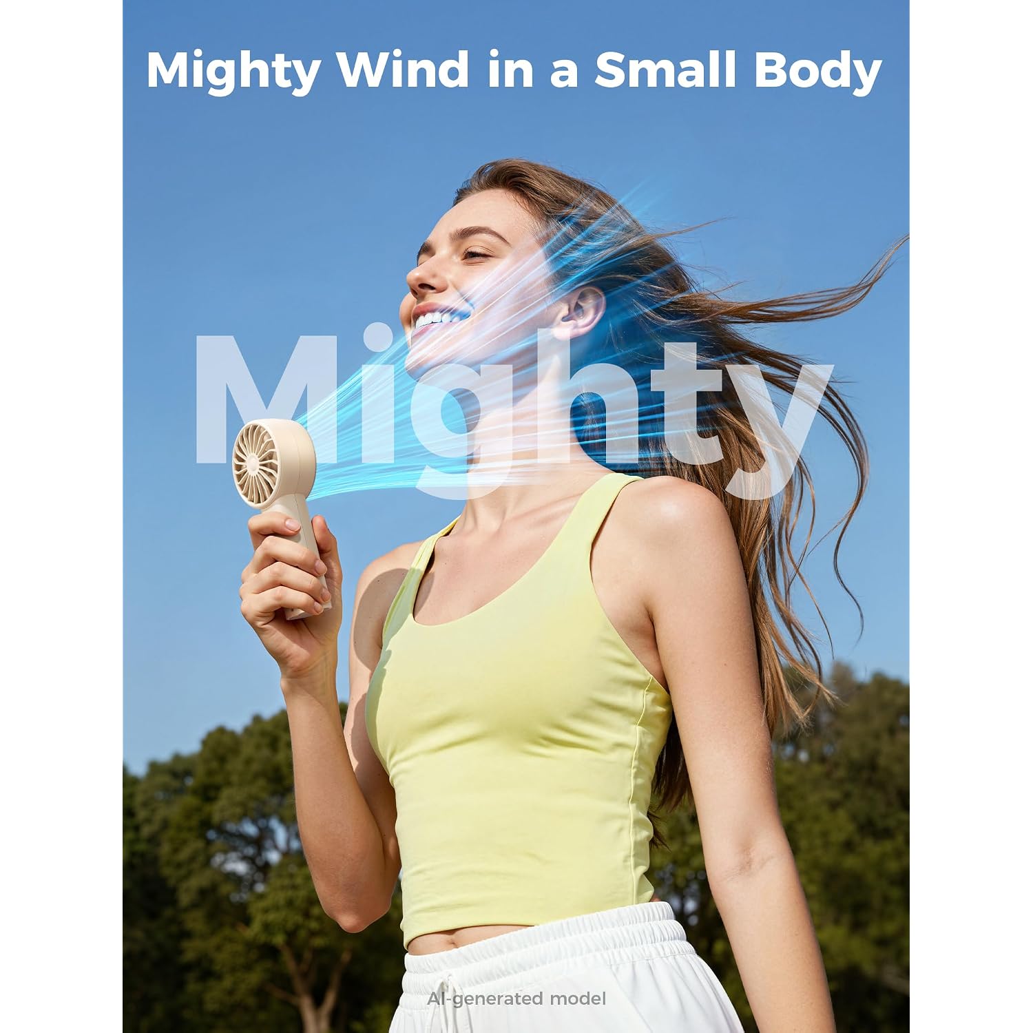 Aecooly Mighty Portable Fan, Powerful Handheld Fan, Usb Rechargeable [10H Max Cooling Time], Mini Personal Battery Powered, Pocket For Travel, Summer, Gifts For Women, Girls -Beige