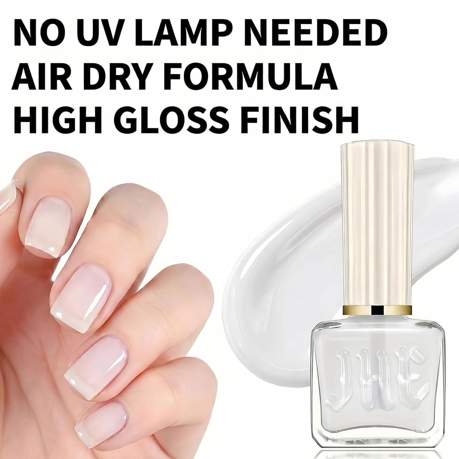 NovaCharm Jelly White Nail Polish, Quick Dry Sheer White Nail Polish No UV Lamp Needed, Glossy Translucent Nail Lacquer, Air Dry Nailpolish for Women, 12ML