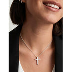 ChicSilver Personalized 925 Sterling Silver Dainty Small Cross/Heart/Butterfly/Star/Moon/Dot/Triangle Pendant Necklace for Women, Silver/Gold/Rose Gold/Black (with Gift Box)