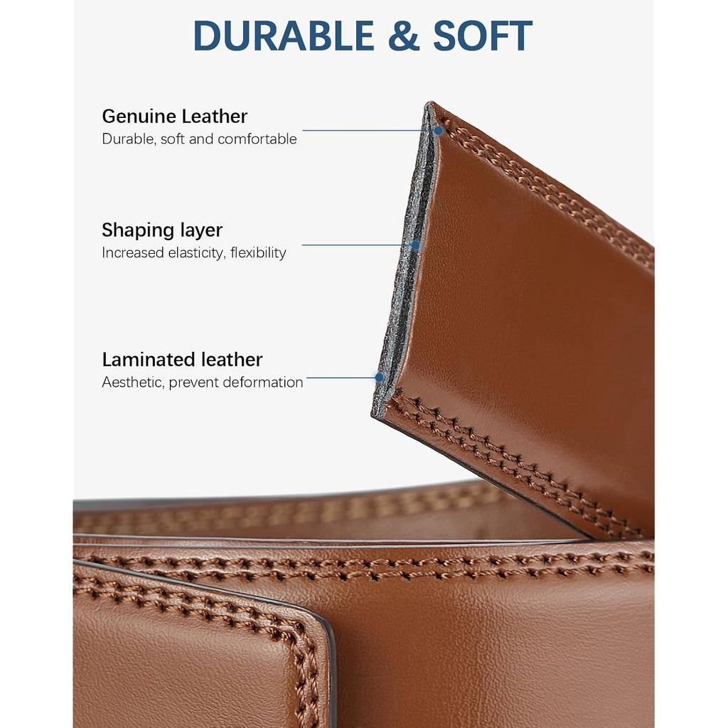 Bostanten Mens Belt Leather Ratchet Belt For Men Dress And Casual With Adjustable Buckle, Trim To Fit