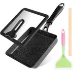 HAPPI STUDIO Tamagoyaki Pan - Japanese Egg Pan with Lid - Japanese Omelette Pan Rectangular - Rolled Omelet Nonstick Square Frying Pan - Tamago Cooking Pan Induction Compatible 7x6
