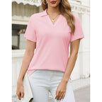 Yucolen Polo Shirts For Women Short Sleeve V Neck Golf Shirt Upf 50+ Sun Protection Work Summer Casual Tops