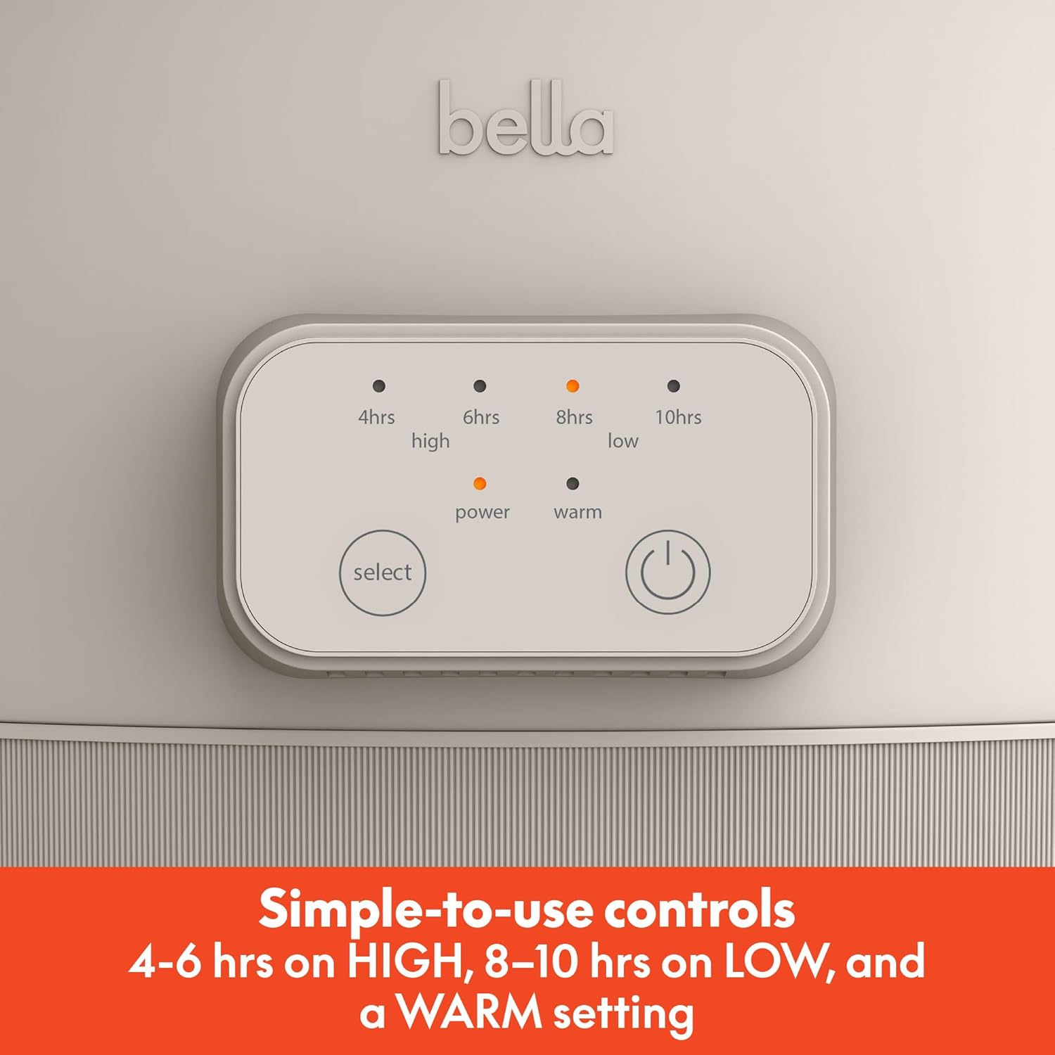 bella 6.0 Qt Programmable Slow Cooker, Ceramic Nonstick Coating, Adjustable Temperature & Cooking Times, Dishwasher Safe Stoneware Pot & Tempered Glass Lid, Tangle Free Cord Wrap, Oatmilk