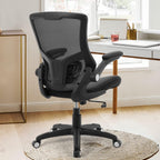 Office Chair Ergonomic Desk Chair, Computer Pu Leather Home Office Chair, Swivel Mesh Back Adjustable Lumbar Support Flip-Up Arms Executive Task Chair