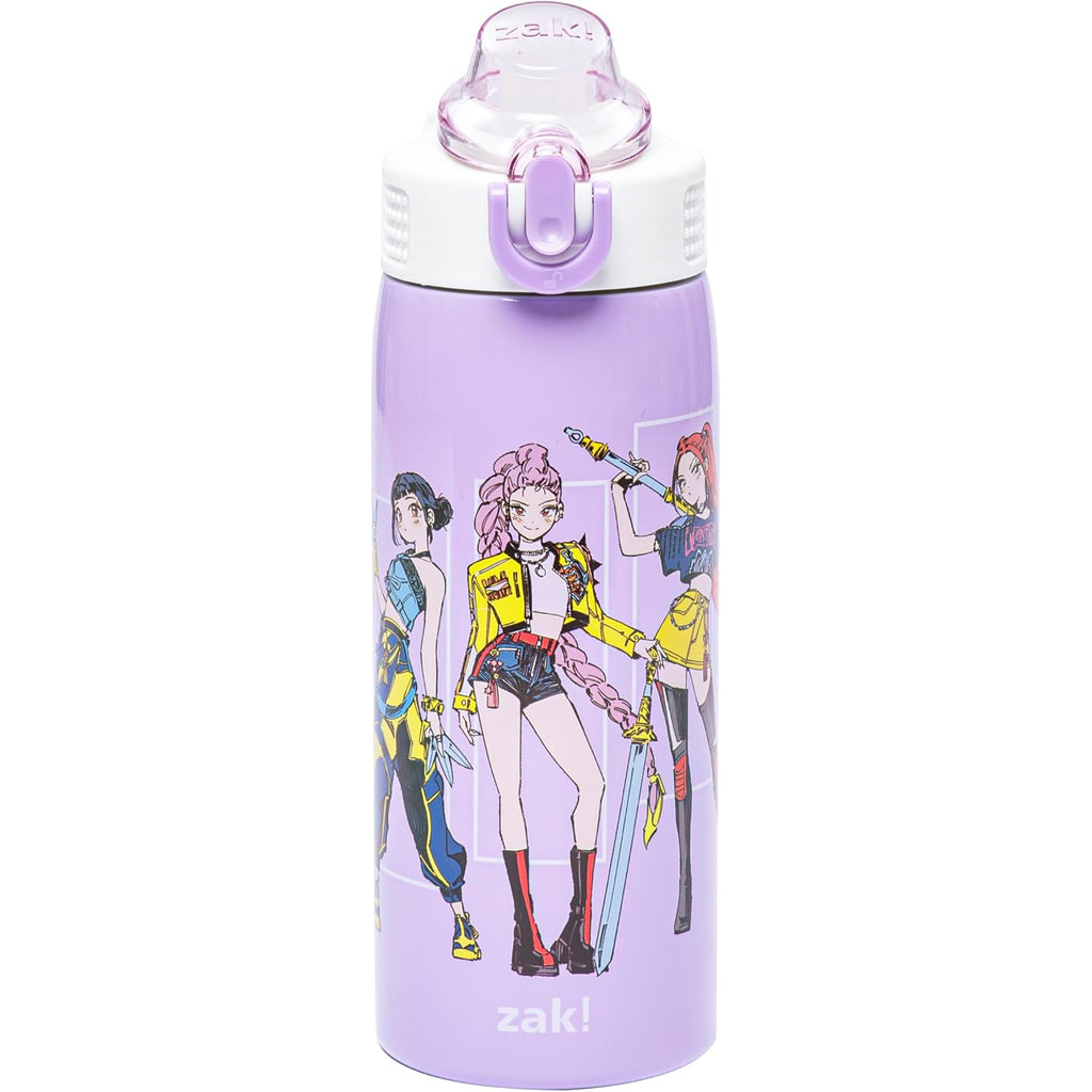 Zak Designs Kpop Demon Hunters Sage Kids Water Bottle For School Or Travel, 19Oz Stainless Steel Water Bottle With Straw, Handle, And Leak-Proof, Pop-Up Spout Cover (Rumi, Mira, Zoey)