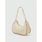 Makemechic Women'S Straw Beach Purse Seashell Beaded Shoulder Handbags Summer Vacation Bags