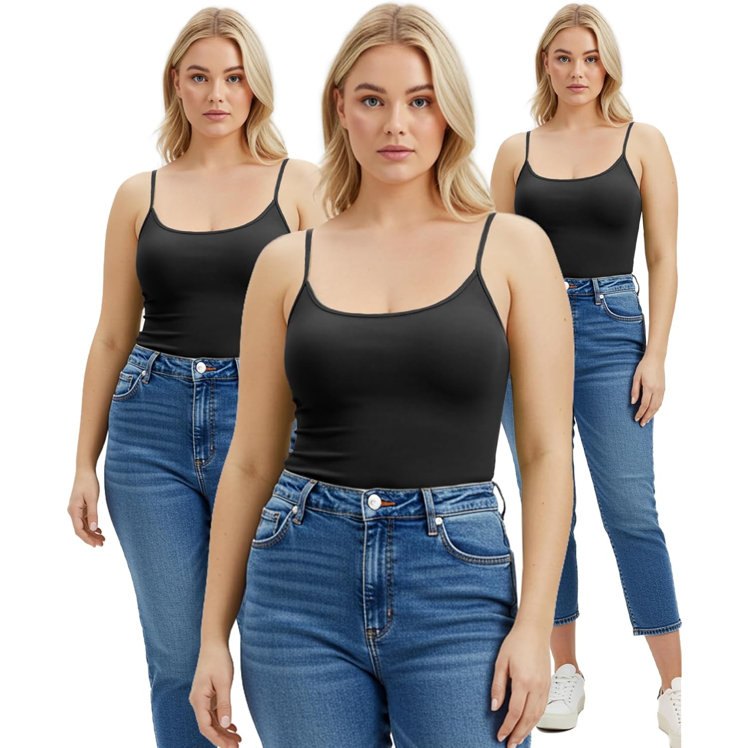 Women's Basic Casual Long Camisole Adjustable Strap Cami Layering Top