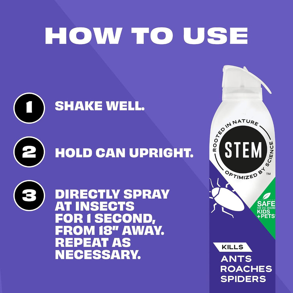 Stem Kills Ants, Roaches And Spiders: Plant-Based Active Ingredient Bug Spray, Botanical Insecticide For Indoor And Outdoor Use; 10 Fl Oz (Pack Of 1)