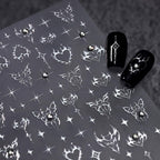 Star Nail Art Stickers Decals, Silvery Star Nail Stickers for Nail Art, 5D Embossed Nail Decals Silvery Manicure Supply for Women Nails Decoration