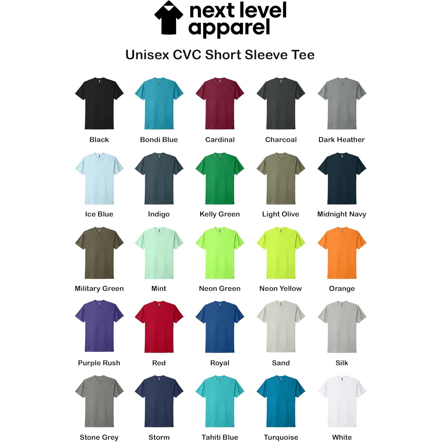 Next Level Apparel 6210 Men'S T-Shirts, Unisex Cvc Cotton Blend Bulk Undershirt 6-10 Pack – Custom Color Set - Remera Para Hombre Multicolored