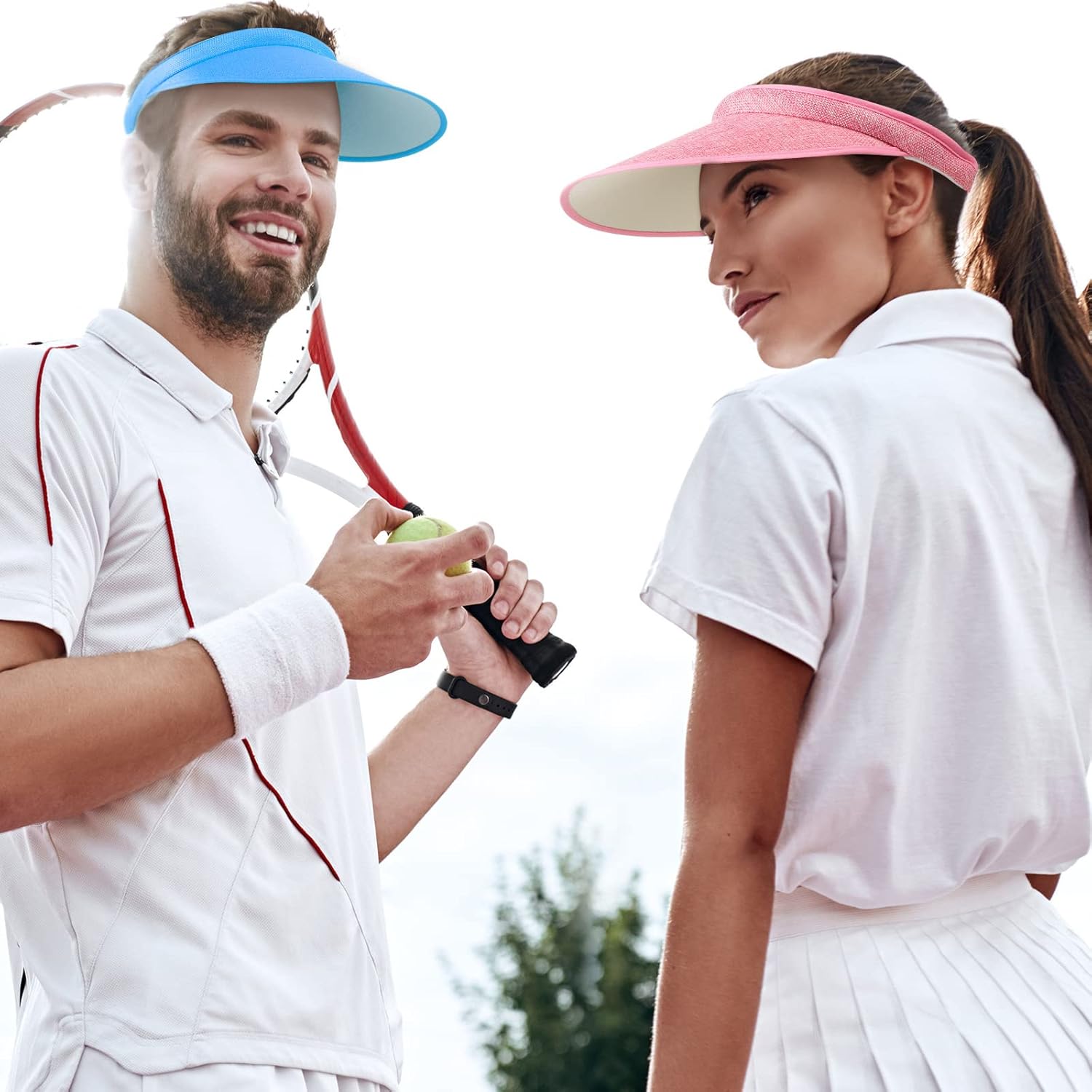Jiuguva Sun Visor for Women Wide Brim Golf Clip on Visor Hat Adjustable Large Beach Cap for Men Women Travel Sport