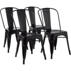 Amazon Basics Metal Dining Chairs, Easy To Assemble, Indoor/Outdoor, Stackable, Matte Black, 4-Pack