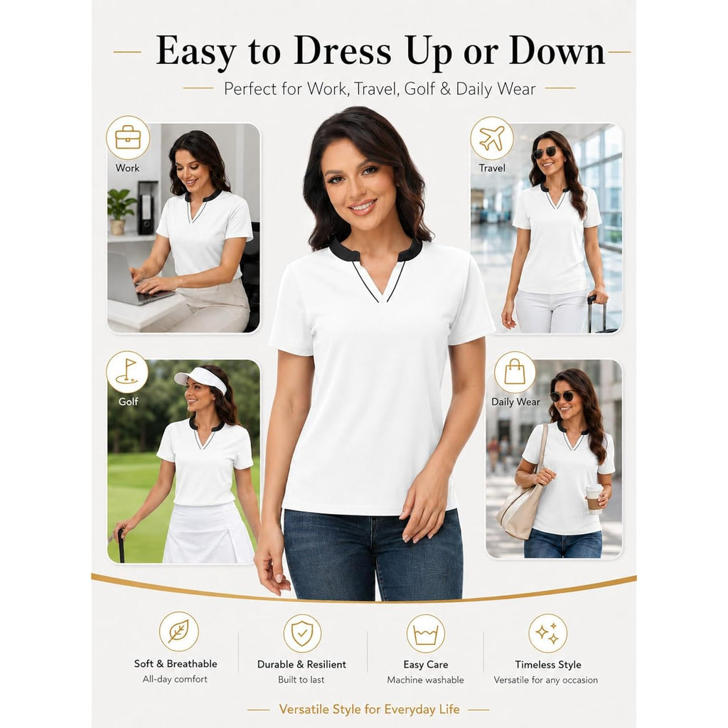 Womens Polo Shirts For Women Short Sleeve Upf 50+ Fast Dry Stretch Moisture Wicking Golf Work Shirt Collared Top