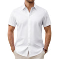Men'S Short Sleeve Dress Shirts Stain Shield Formal Button Down Shirt Business Casual Stretch Tops Dating Wedding