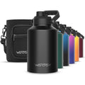 Watersy 1 Gallon Water Bottle Insulated(Cold For 48 Hrs),Bpa Free&Leak Proof,128Oz Stainless Steel Water Jug With Handle For Gym,Hiking,Camping&Travel,Black Large Thermo