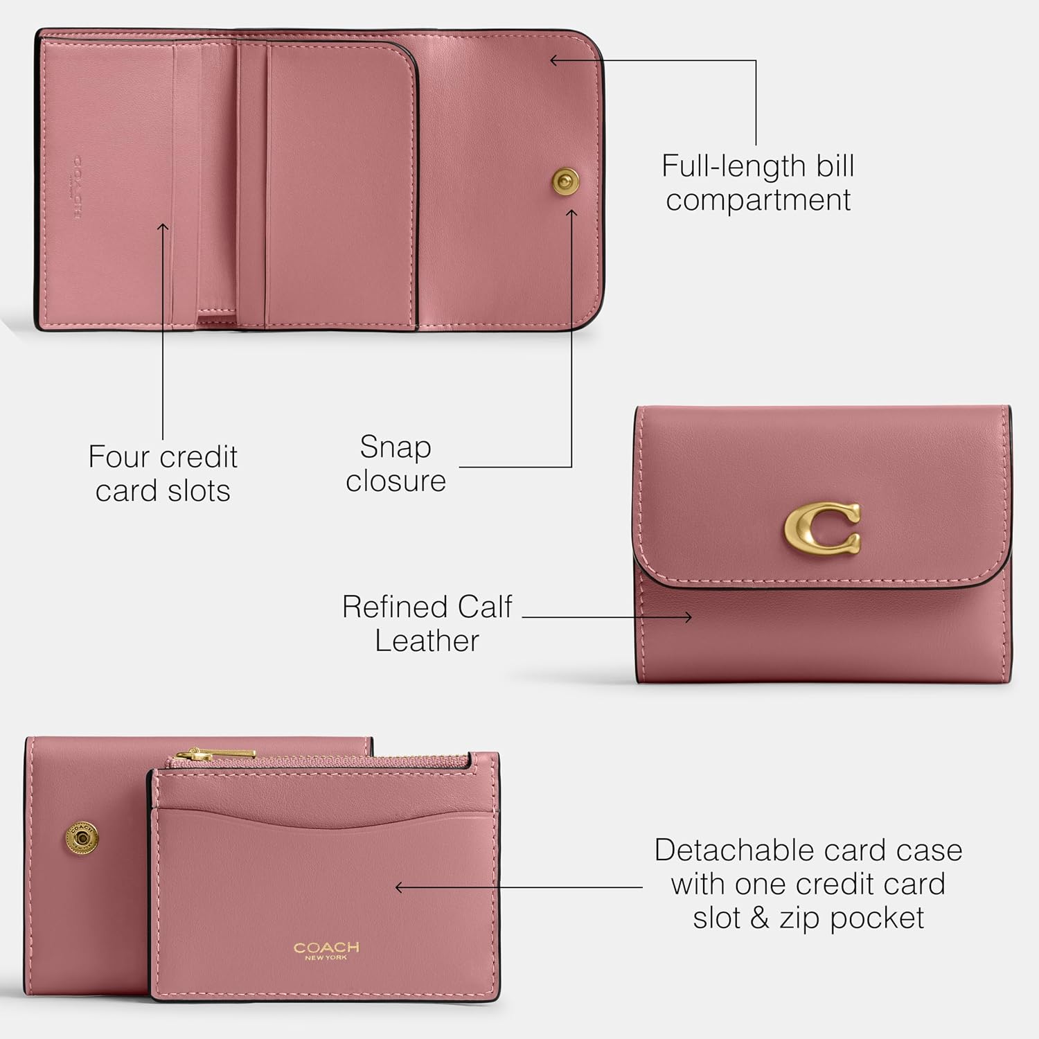 Coach Refined Calf Leather Essential Card Holder Wallet