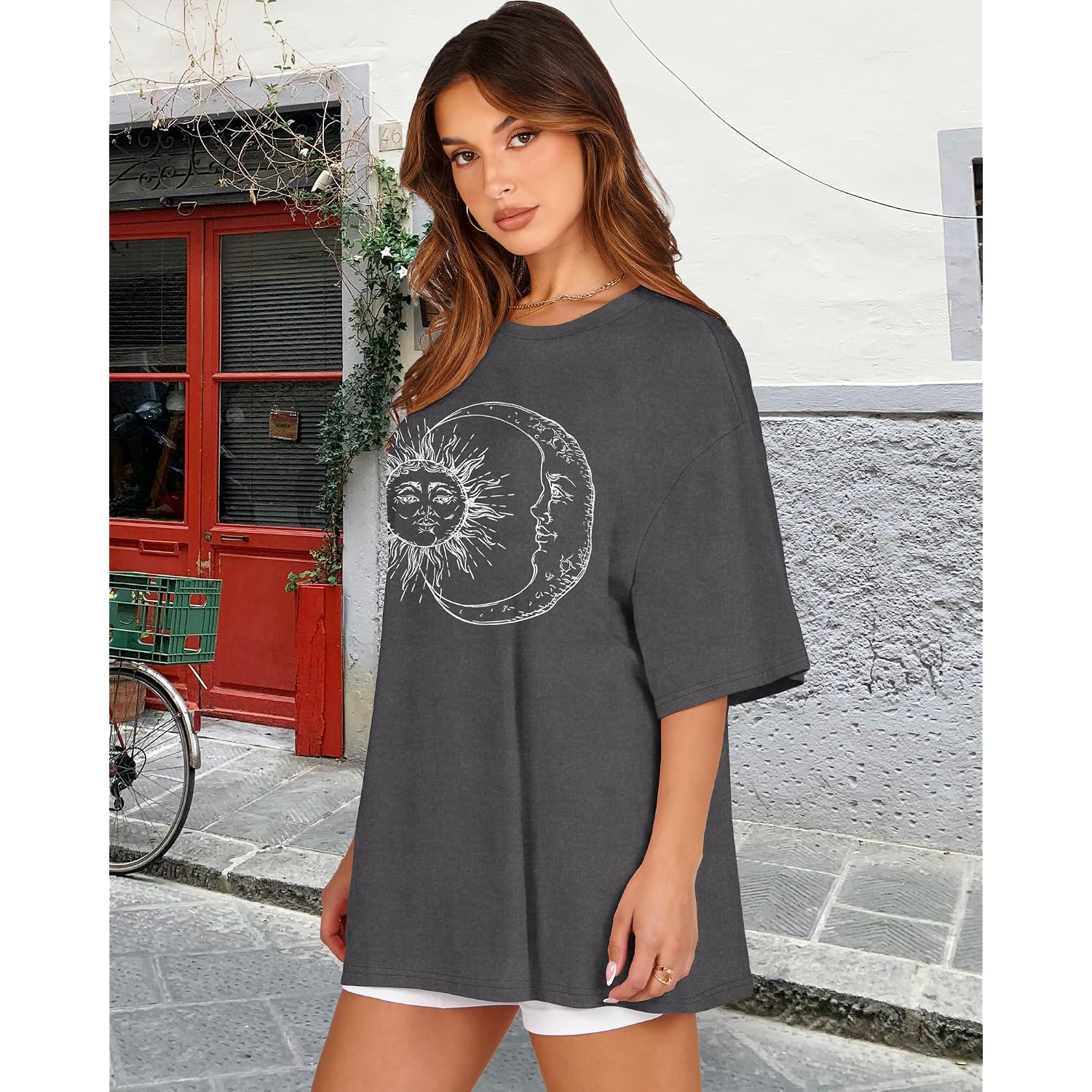 Womens Oversized Tshirt Graphic Tees Crew Neck Summer Short Sleeve Loose Fit Tops 2026